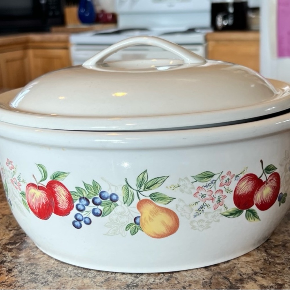 Floral Fruit Design Ceramic Casserole Dish